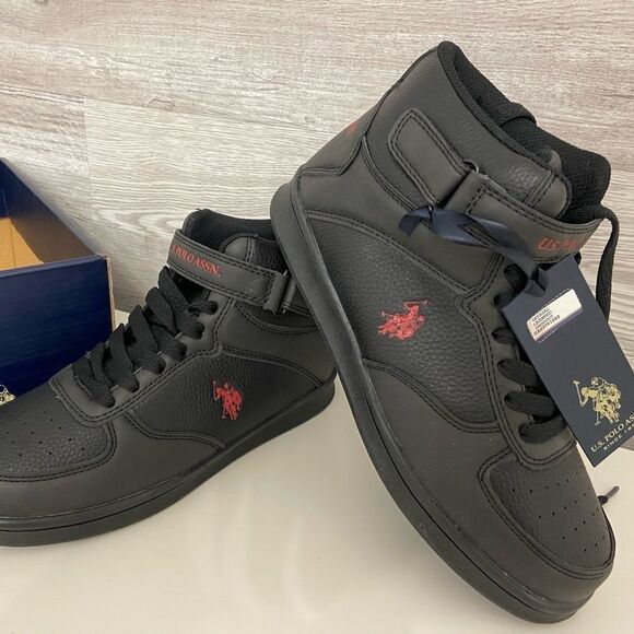 NEW Polo Boys Athletic Black Hi Tops - Picture 1 of 6